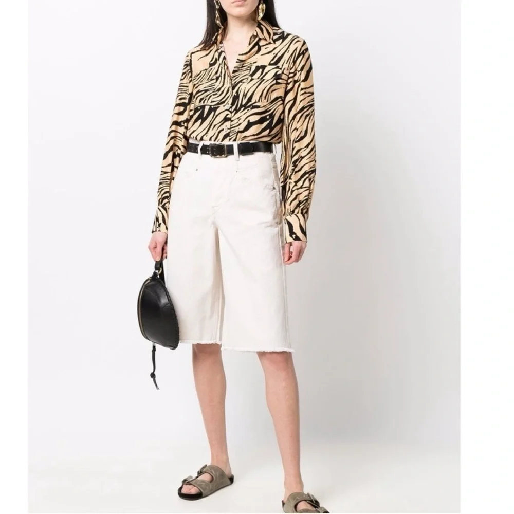 Isabel Marant Natalina wide leg long denim shorts in white size 30